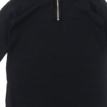 Topshop Womens Black Polyester A-Line Size 8 Round Neck Zip