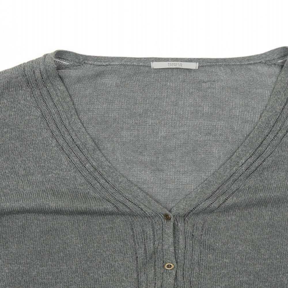 Womens UK Size L Marks and Spencer Green Cardigan Jumper