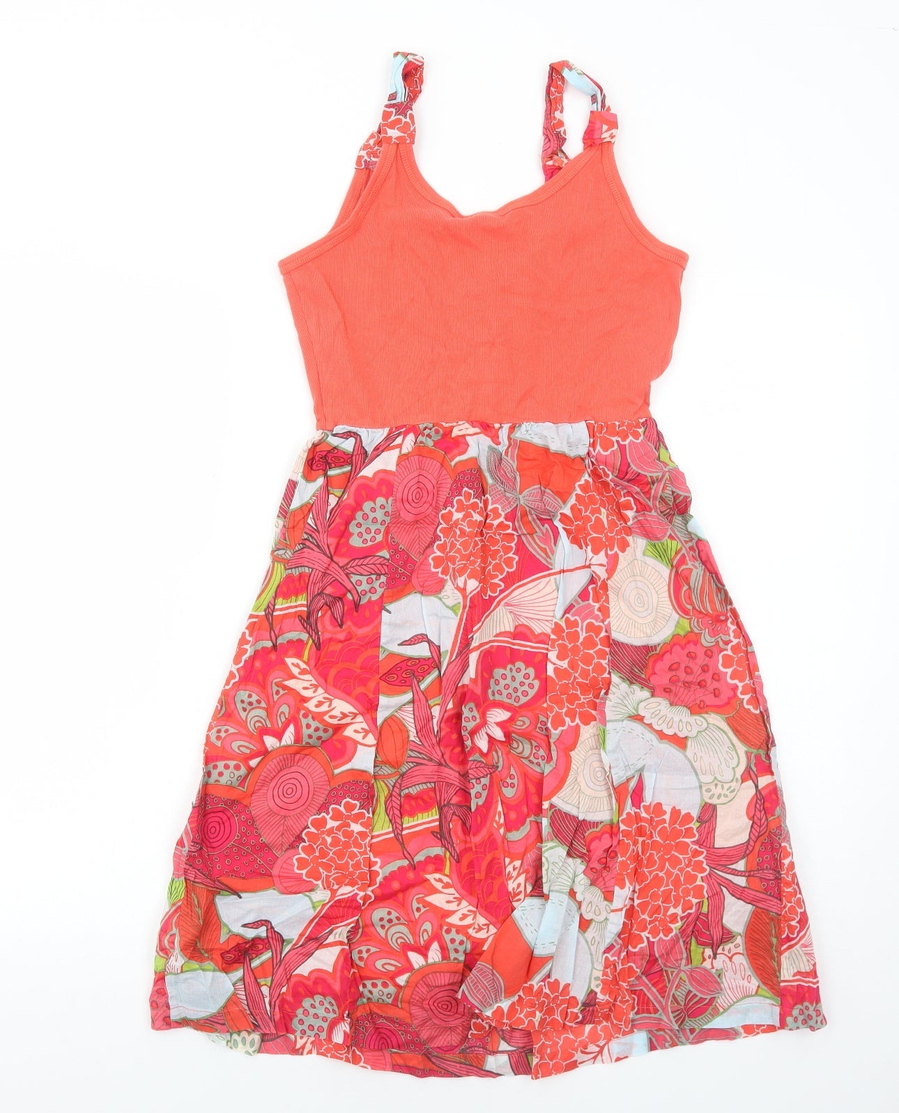 Sandwich Womens Orange Geometric Cotton Tank Dress Size 8 Round Neck Pullover