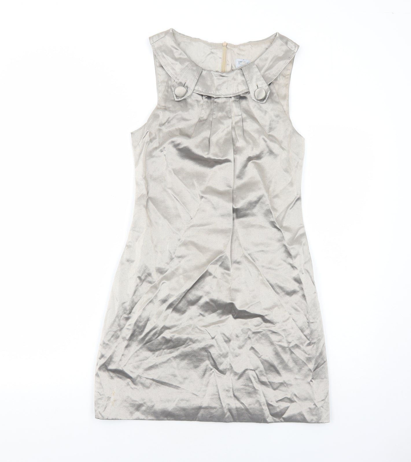 Oasis Womens Gold Polyester A-Line Size 10 Round Neck Zip