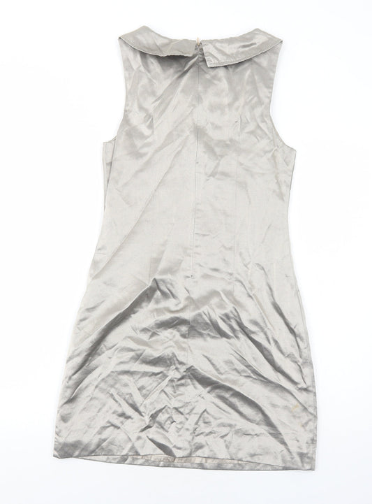 Oasis Womens Gold Polyester A-Line Size 10 Round Neck Zip