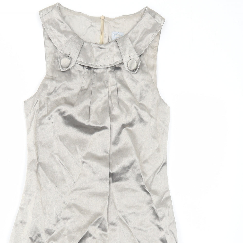 Oasis Womens Gold Polyester A-Line Size 10 Round Neck Zip