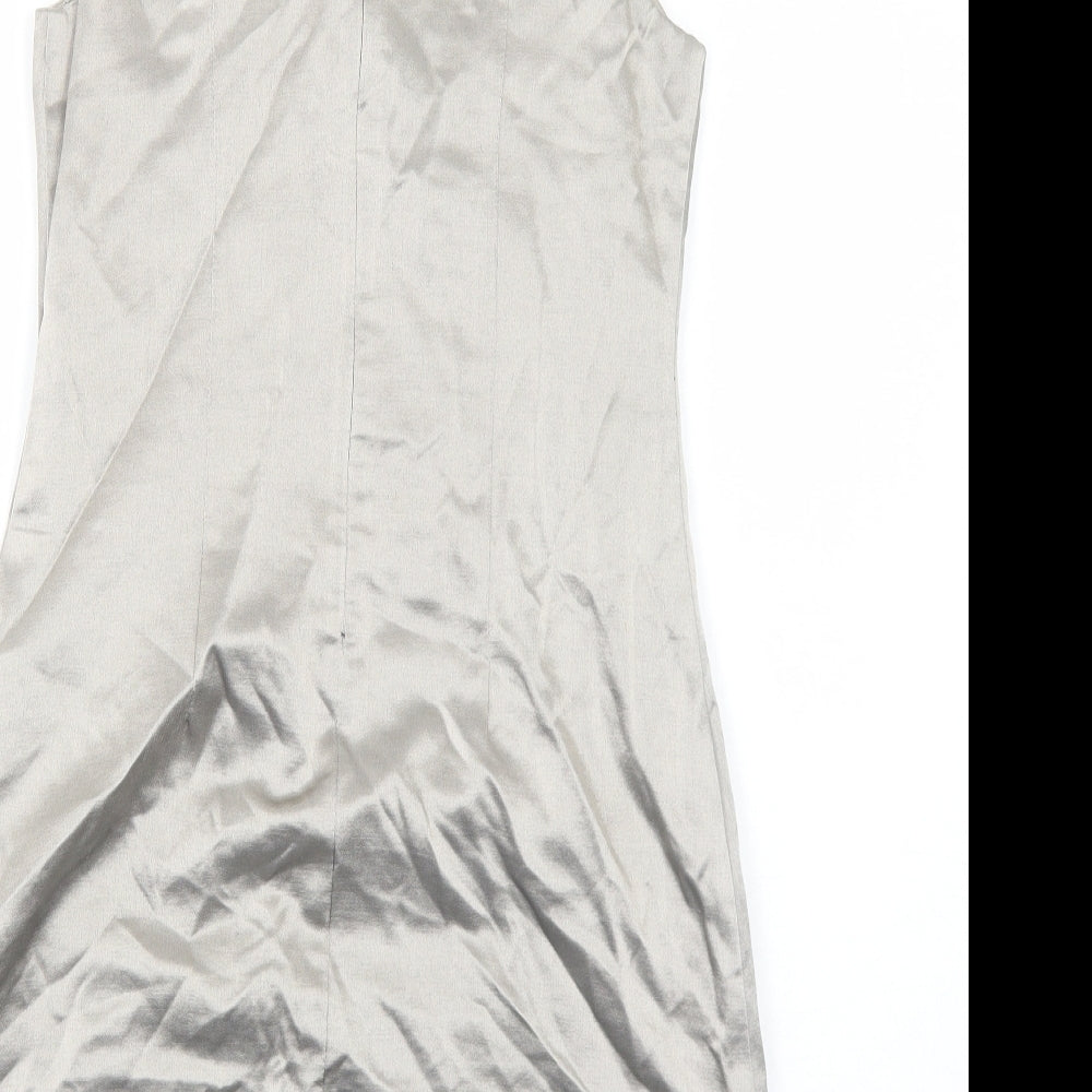 Oasis Womens Gold Polyester A-Line Size 10 Round Neck Zip