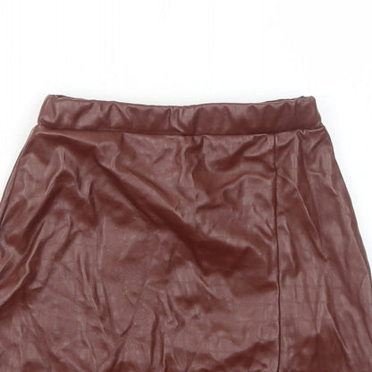 Missy Empire Womens Brown Polyurethane Mini Skirt Size 4 - Faux Leather