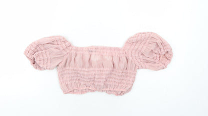 Womens UK Size 6 PRETTYLITTLETHING Pink Cropped Blouse
