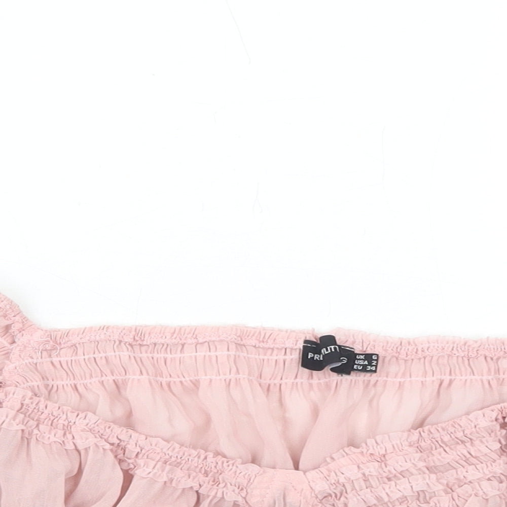 Womens UK Size 6 PRETTYLITTLETHING Pink Cropped Blouse