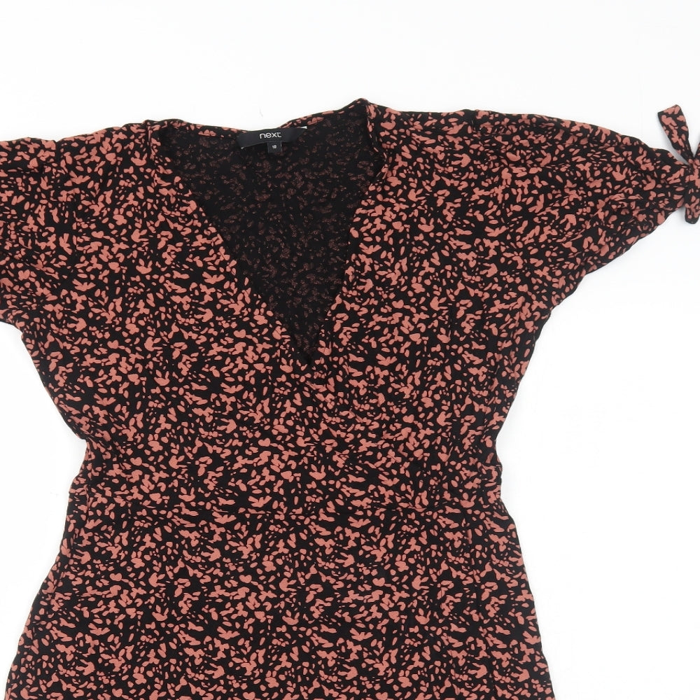 NEXT Womens Black Geometric Viscose Trapeze & Swing Size 10 V-Neck Pullover