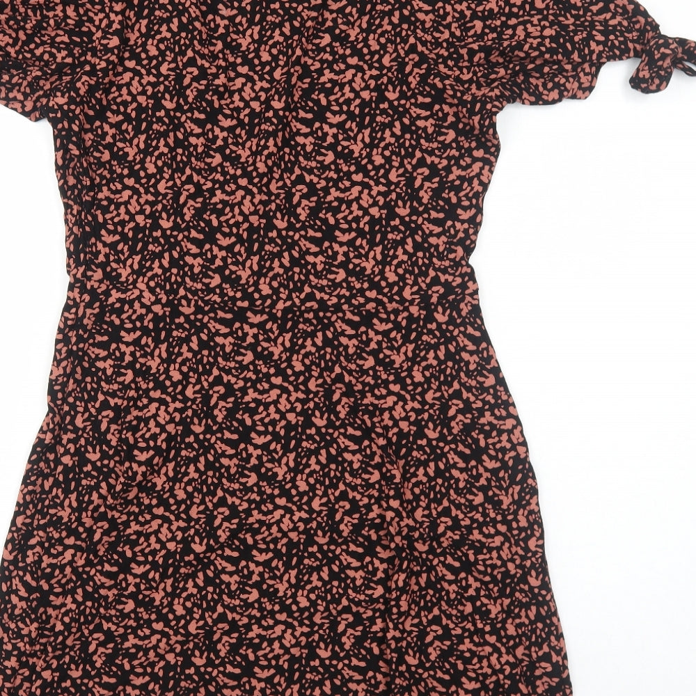 NEXT Womens Black Geometric Viscose Trapeze & Swing Size 10 V-Neck Pullover