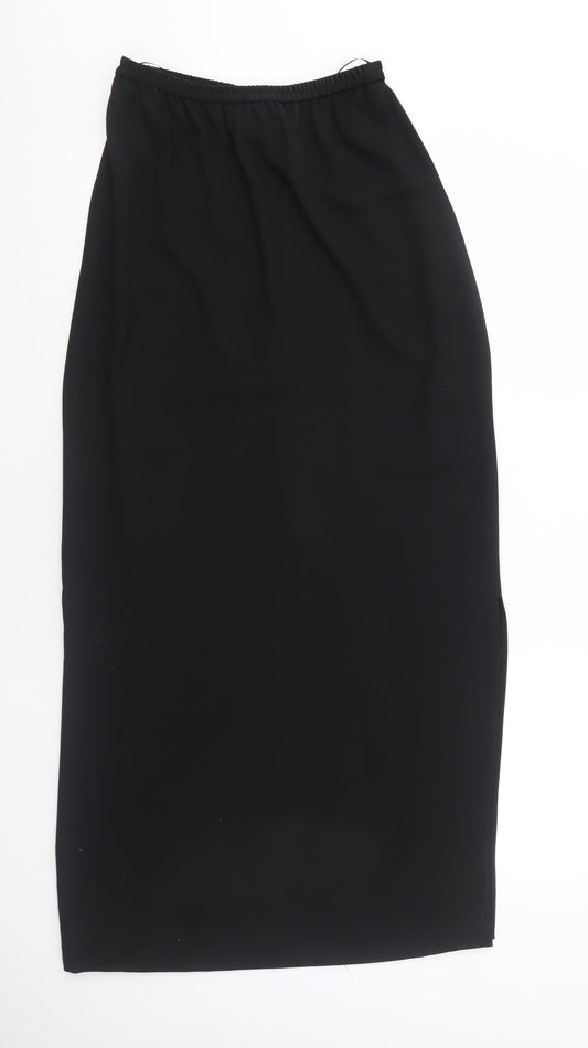 Frank Usher Womens Black Polyester A-Line Skirt Size 8