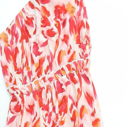 SheIn Womens Red Geometric Polyester Trapeze & Swing Size S One Shoulder Pullover