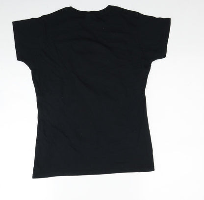 Womens UK Size L Gildan Black Basic T-Shirt