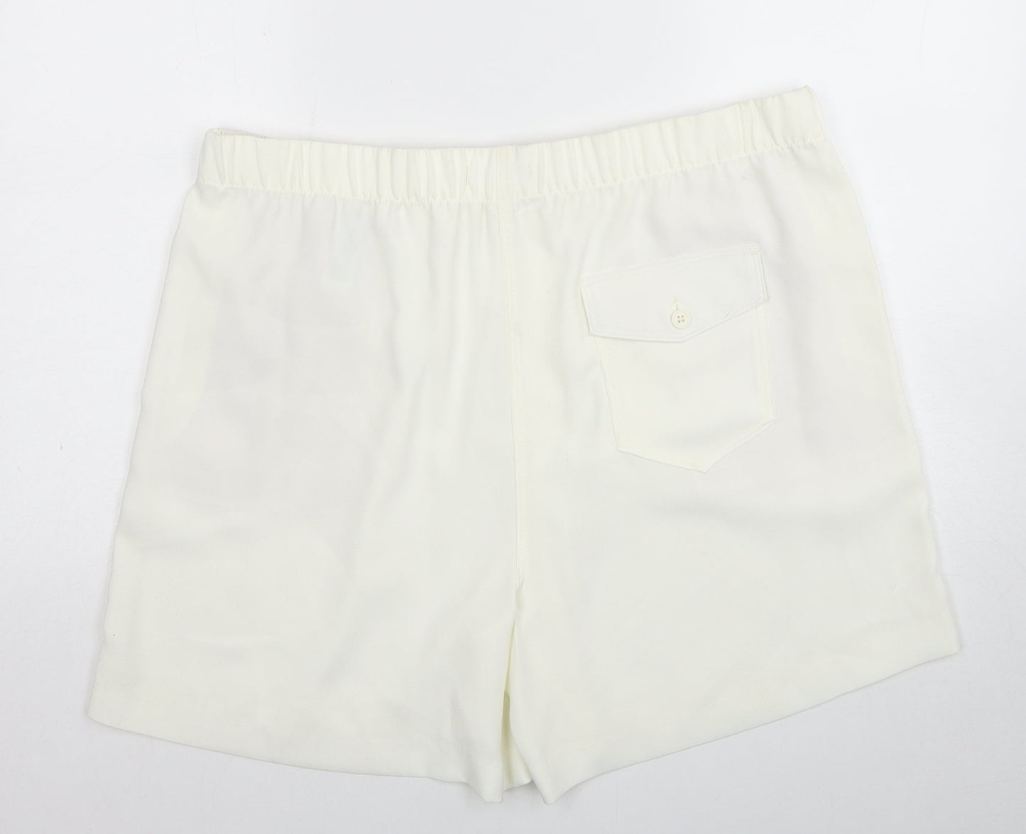 Marks and Spencer Womens White Polyester Basic Shorts Size 20 Regular Zip