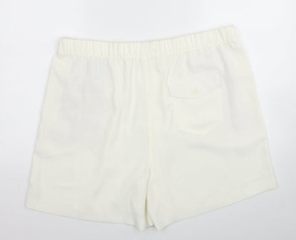 Marks and Spencer Womens White Polyester Basic Shorts Size 20 Regular Zip