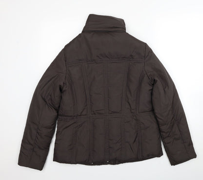 Arquette Womens Brown Jacket Size 12 Zip