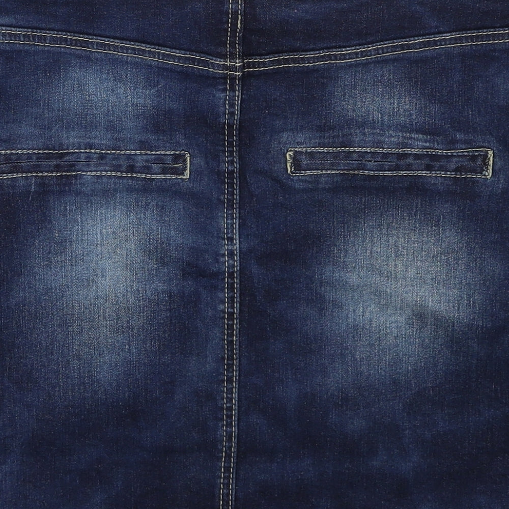 Facinate Womens Blue Cotton A-Line Skirt Size L Zip