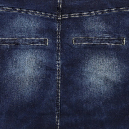 Facinate Womens Blue Cotton A-Line Skirt Size L Zip