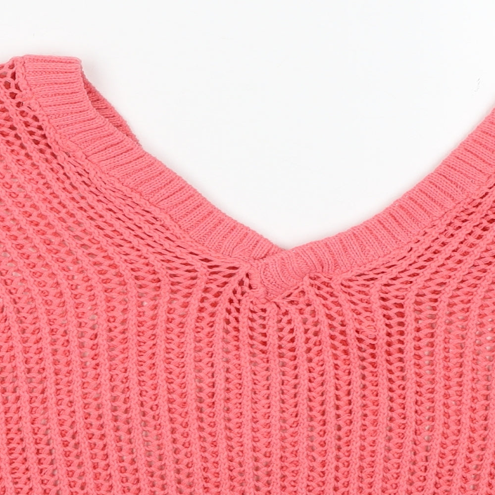 Jealous Womens Pink V-Neck Acrylic Pullover Jumper Size M - Size M-L