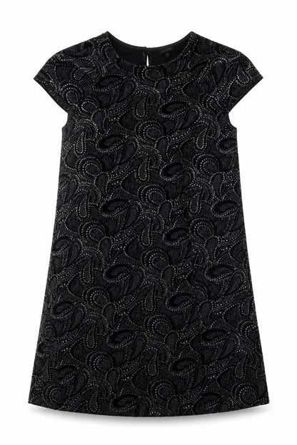 River Island Womens Black Geometric Polyester Shift Size 8 Round Neck Button