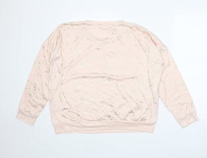 Nutmeg Womens Pink Scoop Neck Geometric Polyester Pullover Jumper Size 12 - Stars