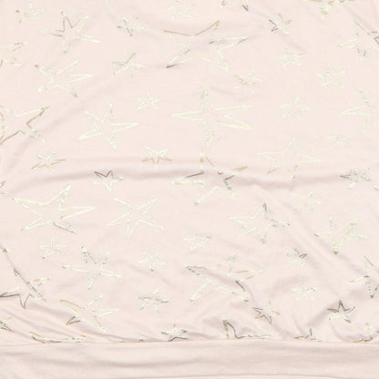 Nutmeg Womens Pink Scoop Neck Geometric Polyester Pullover Jumper Size 12 - Stars