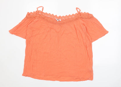 Womens UK Size 14 PEP&CO Orange Basic Blouse