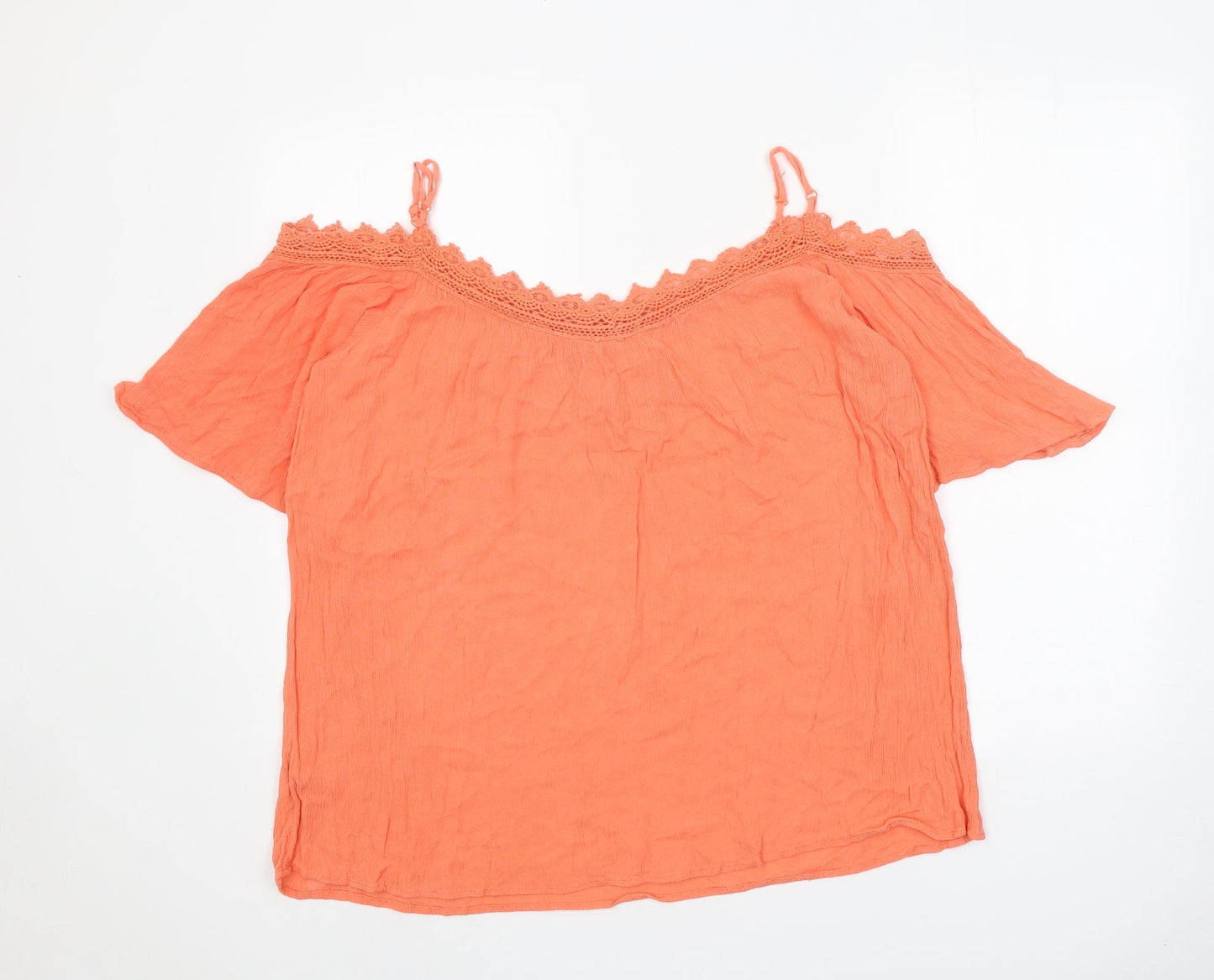 Womens UK Size 14 PEP&CO Orange Basic Blouse