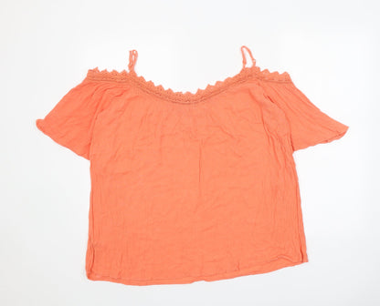 Womens UK Size 14 PEP&CO Orange Basic Blouse