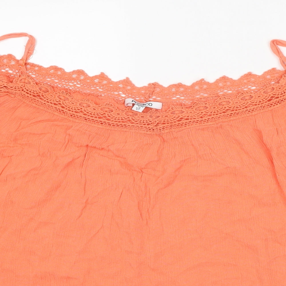 Womens UK Size 14 PEP&CO Orange Basic Blouse