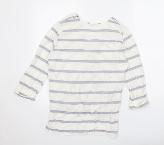 Paraphrase Womens White Striped Viscose Basic Blouse Size 10 V-Neck