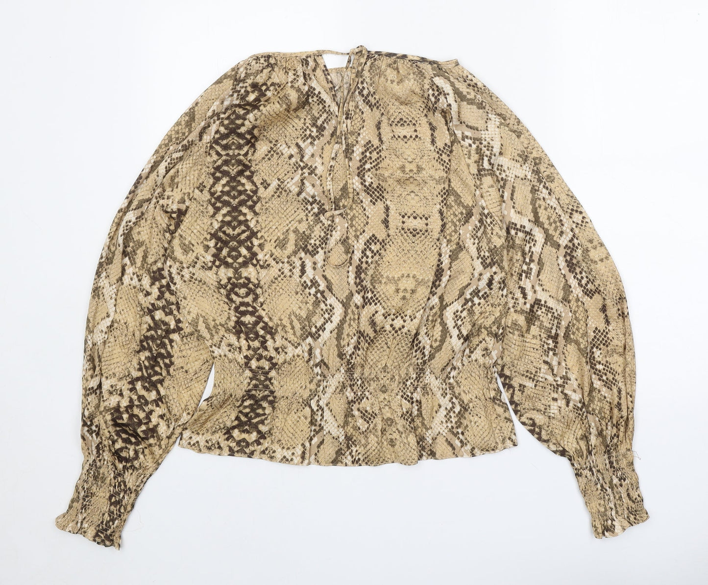Womens UK Size 10 H&M Beige Basic Blouse