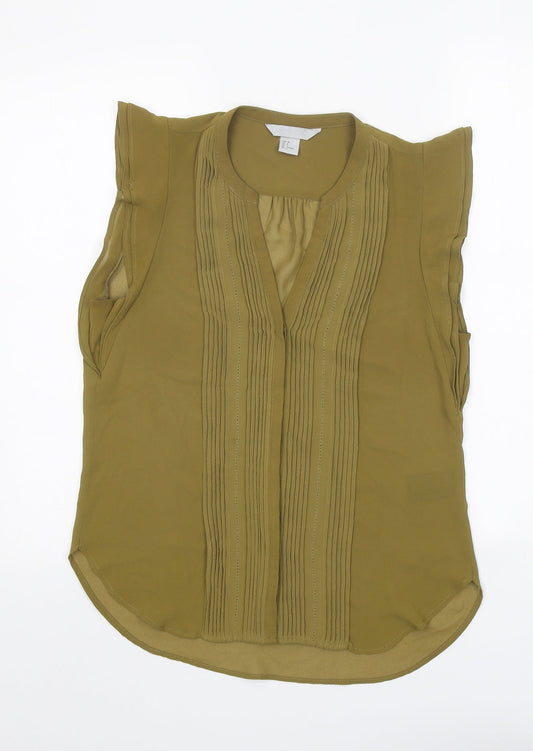 Womens UK Size 8 H&M Green Basic Tank