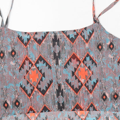 Boohoo Womens Grey Geometric Polyester Camisole Tank Size M Scoop Neck - Cropped