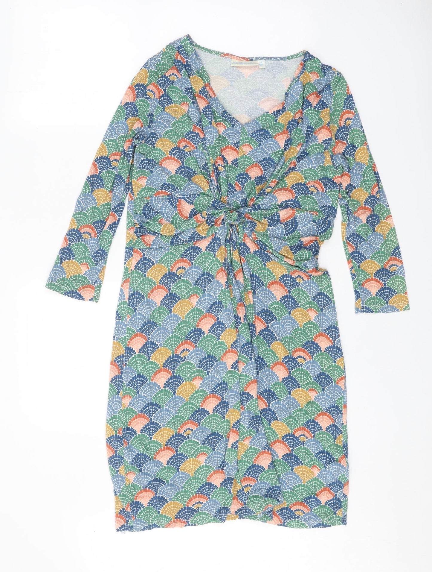 JoJo Maman Bébé Womens Multicoloured Geometric Viscose A-Line Size M V-Neck Pullover