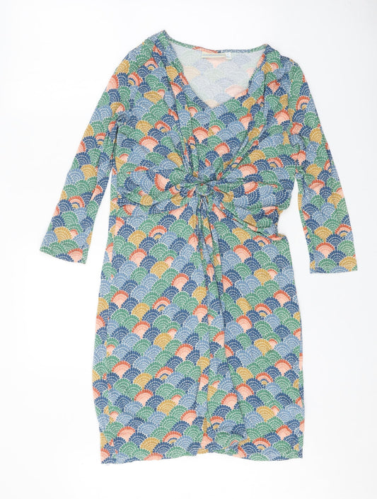 JoJo Maman Bébé Womens Multicoloured Geometric Viscose A-Line Size M V-Neck Pullover