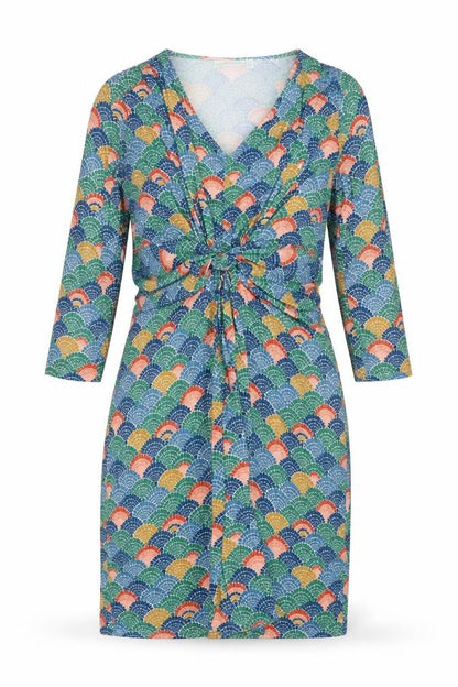 JoJo Maman Bébé Womens Multicoloured Geometric Viscose A-Line Size M V-Neck Pullover
