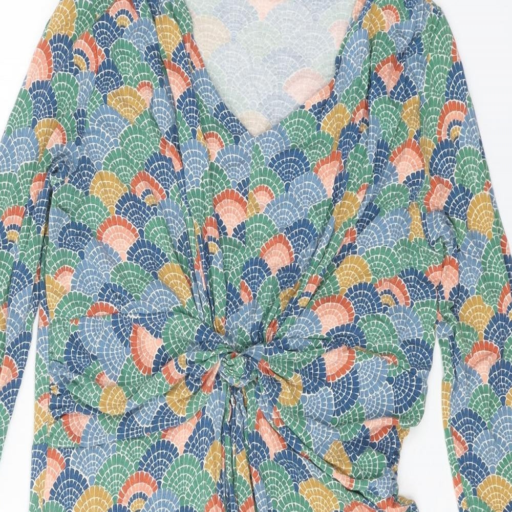 JoJo Maman Bébé Womens Multicoloured Geometric Viscose A-Line Size M V-Neck Pullover