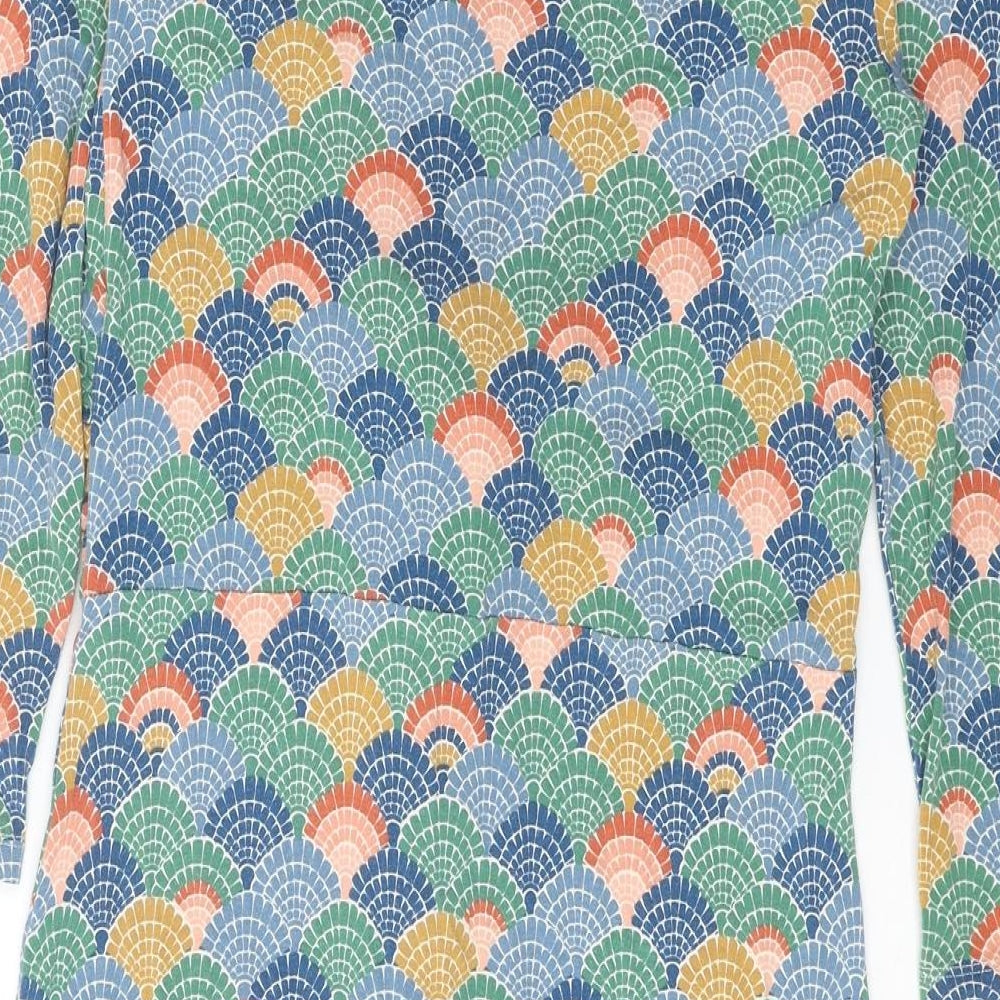 JoJo Maman Bébé Womens Multicoloured Geometric Viscose A-Line Size M V-Neck Pullover