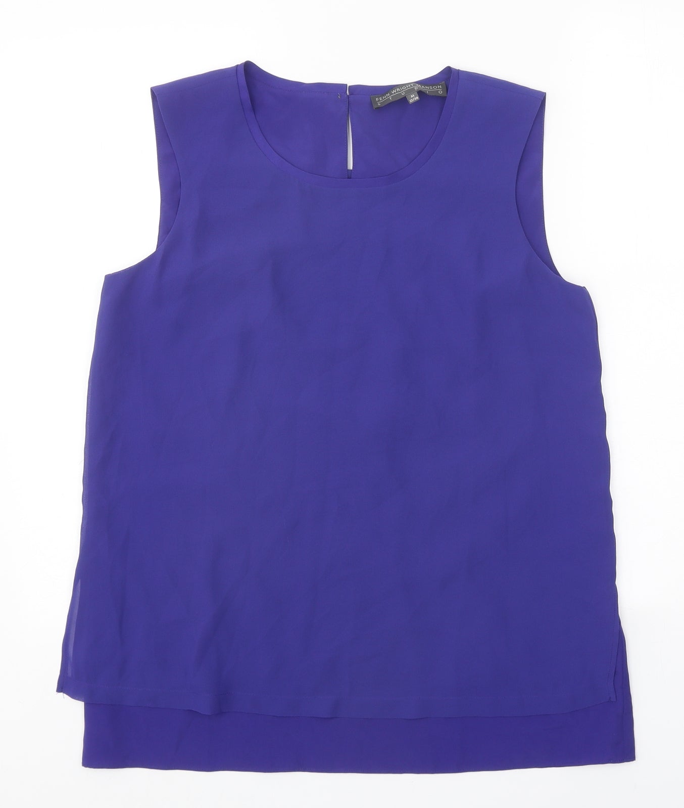 Fenn Wright Manson Womens Blue Polyester Basic Tank Size 12 Boat Neck