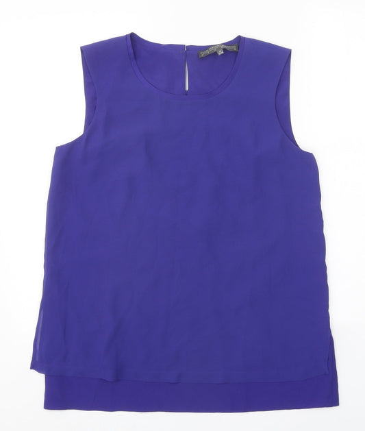 Fenn Wright Manson Womens Blue Polyester Basic Tank Size 12 Boat Neck