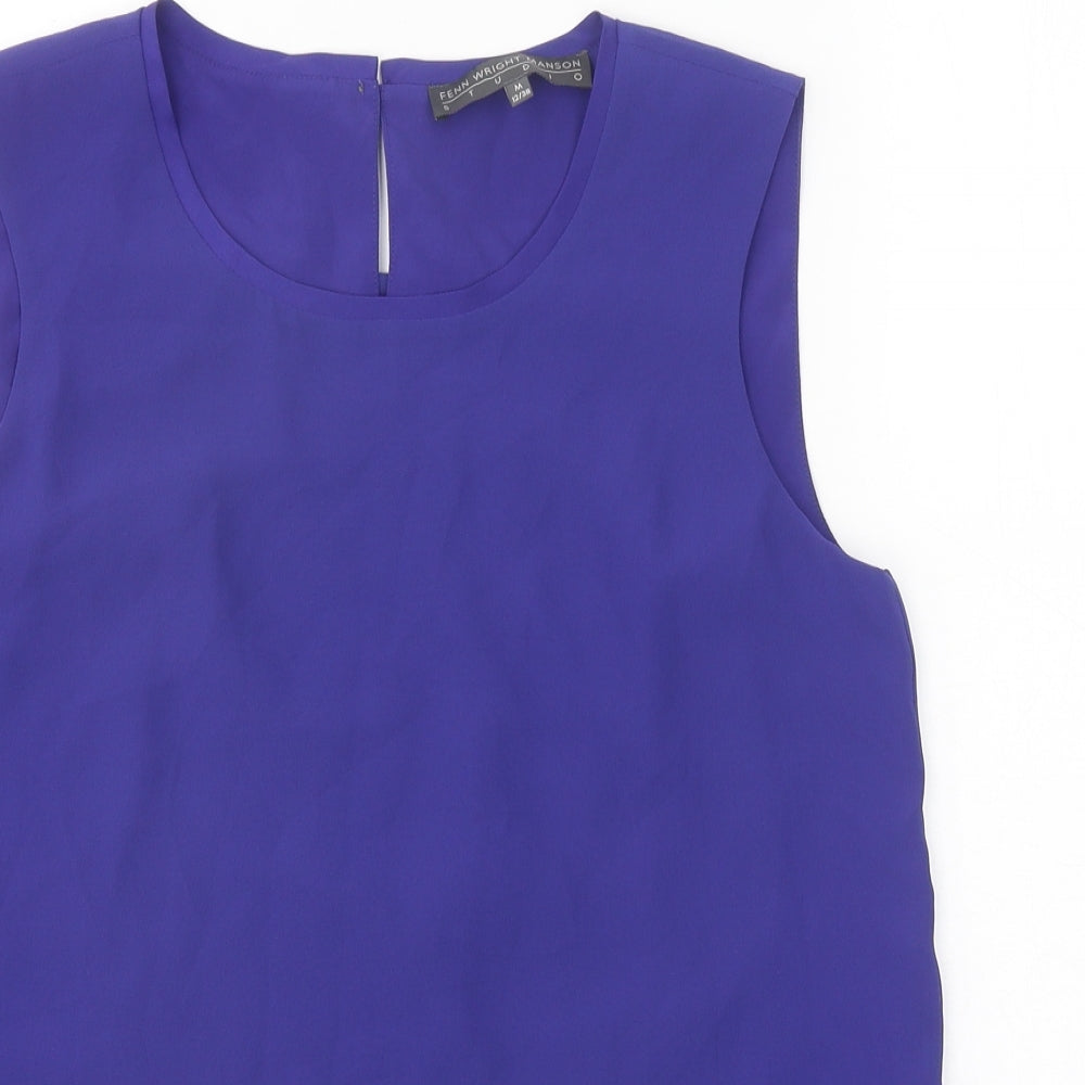 Fenn Wright Manson Womens Blue Polyester Basic Tank Size 12 Boat Neck