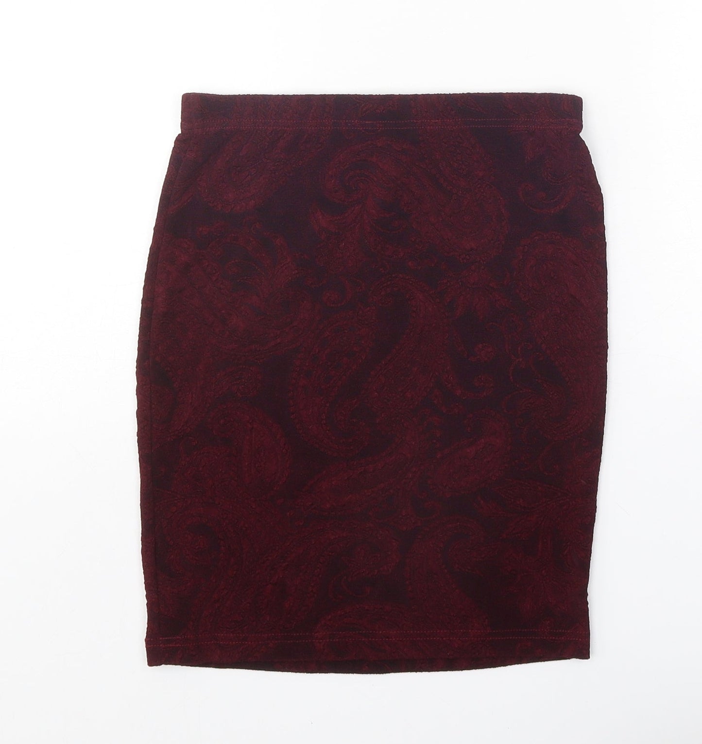 Miss Selfridge Womens Red Geometric Acetate Bandage Skirt Size 8