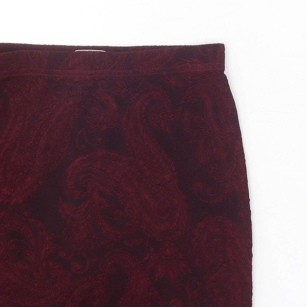 Miss Selfridge Womens Red Geometric Acetate Bandage Skirt Size 8