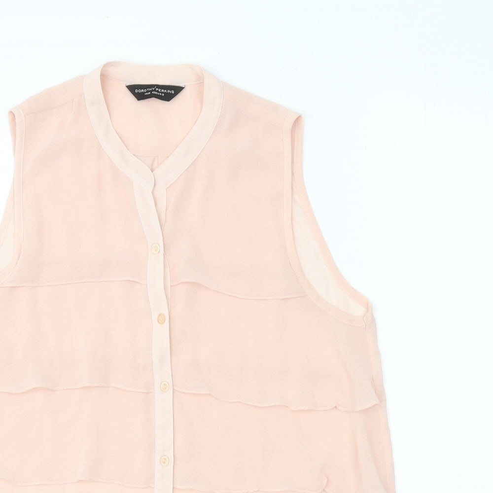 Womens UK Size 14 Dorothy Perkins Pink Basic Button-Up