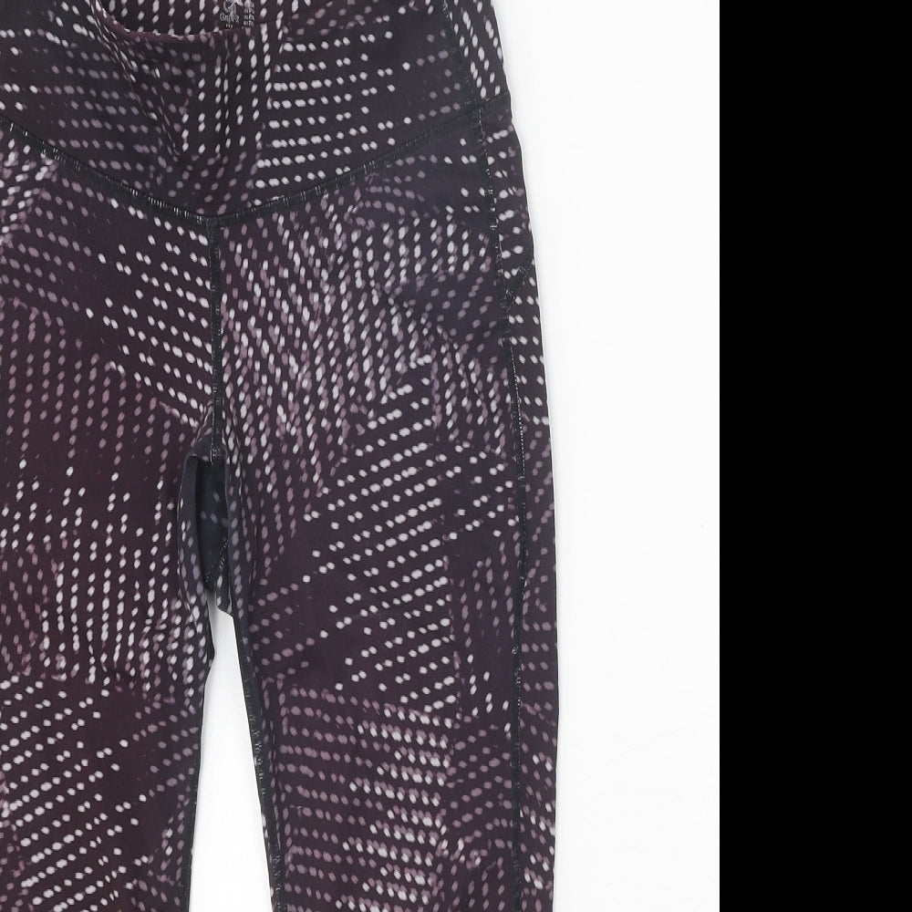 Gap Womens Purple Geometric Polyester Cropped Leggings Size S Regular Pullover