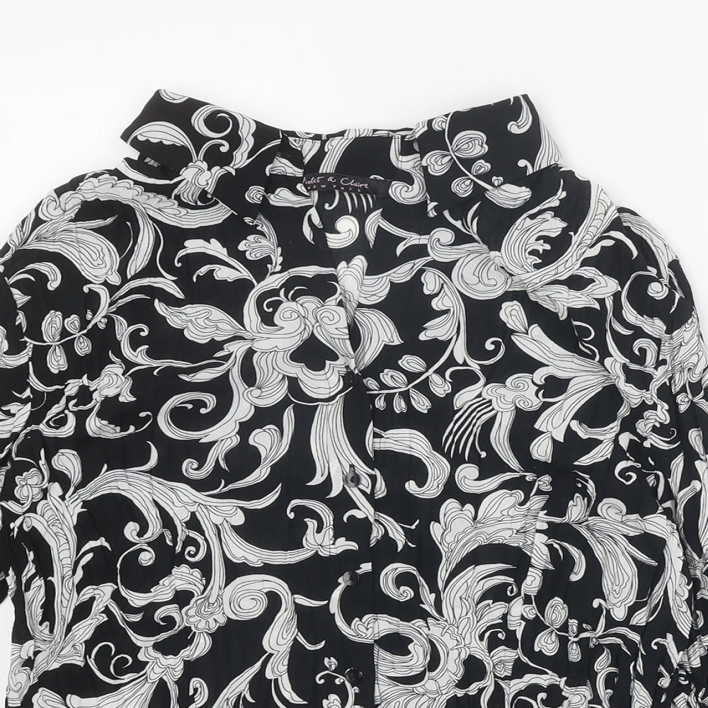 Womens UK Size L Violet & Claire Black Basic Button-Up