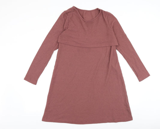 Preworn Womens Pink Polyester A-Line Size M Round Neck Pullover
