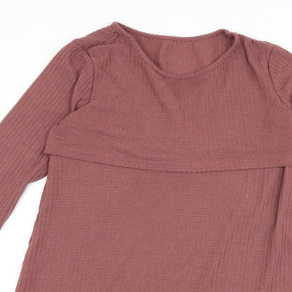 Preworn Womens Pink Polyester A-Line Size M Round Neck Pullover