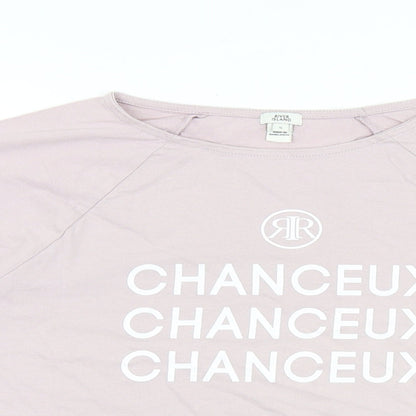 River Island Womens Pink 100% Cotton Basic T-Shirt Size S Round Neck - Chanceux