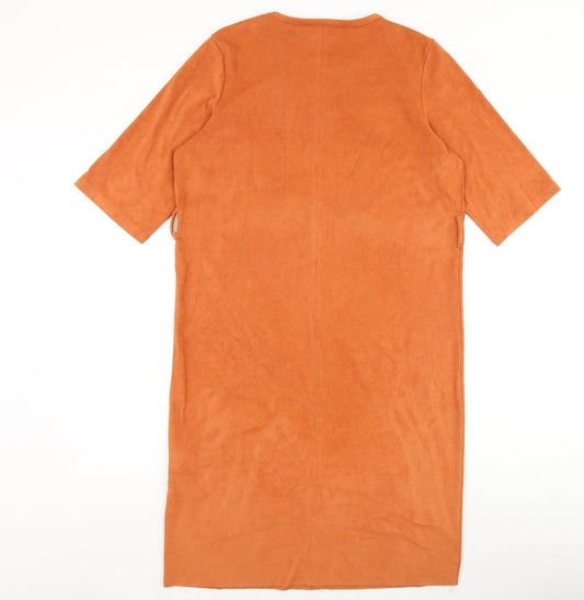 RESERVED Womens Orange Polyurethane A-Line Size XS Round Neck Pullover