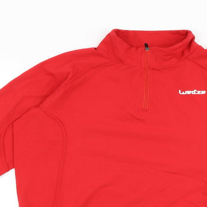 oxylane Womens Red Polyester Pullover Sweatshirt Size M Zip